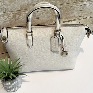 HP 🎉 Coach - Cara Soft Pebble Leather Satchel Crossbody Bag. Dust Bag Chalk